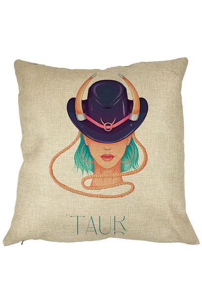 BEKZ Perna Decorativa, Zodia Taur, 40x40 cm, Husa Detasabila, Burduf