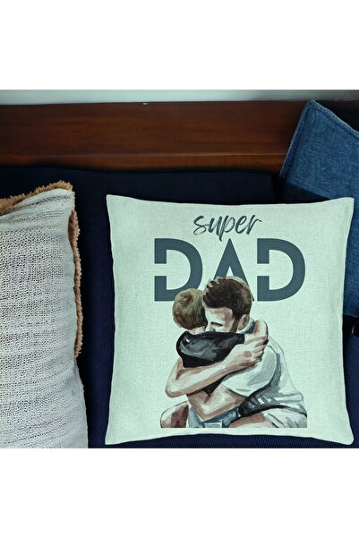 BEKZ Perna Decorativa, Model Super Dad Baieti, 40x40 cm, Verde Menta, Husa De...