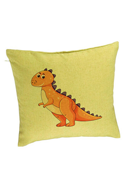 BEKZ Perna Decorativa, Model copii Dinozaur Portocaliu, 40x40 cm, Verde, Husa...