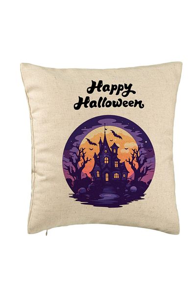 BEKZ Față de pernă cu motiv și text de Halloween, 40x40 cm, bej