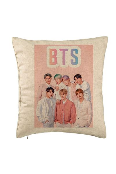 BEKZ Perna Decorativa BTS Army 6, 40×40 cm, Bej, Husa Detasabila, Burduf