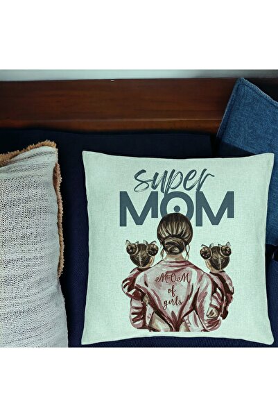 BEKZ Perna Decorativa, Model Super Mom of Girls, 40x40 cm, Verde Menta, Husa ...