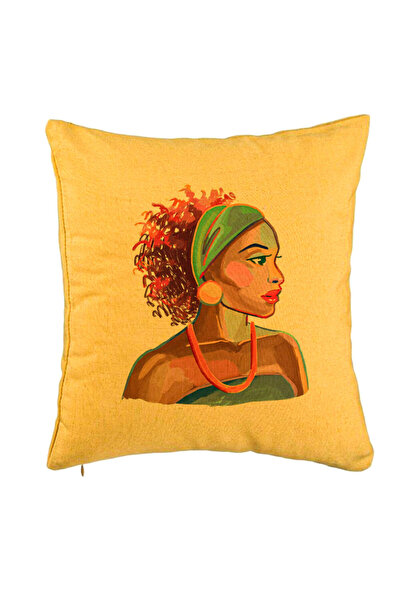 BEKZ Perna Decorativa, Model Golden African, 40x40 cm, Galben, Husa Detasabil...