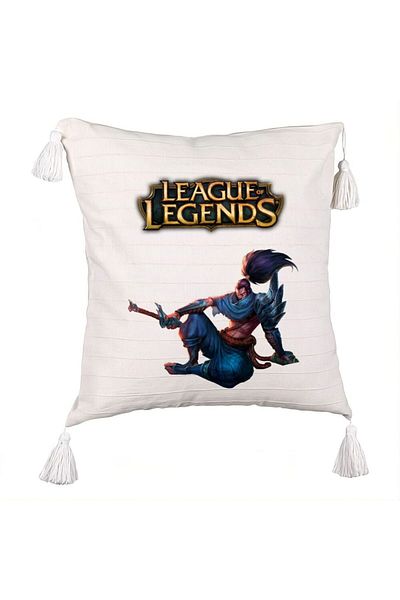 BEKZ Pillowcase with Fringe with League of Legends, 45x45 cm, Ecru, With zipper