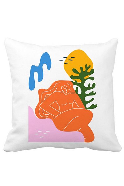 BEKZ Abstract Square Pillowcase 6.40x40 Cm, White, Matte