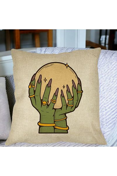 BEKZ Perna Decorativa cu motiv de Halloween 9, 40x40 cm, Husa Detasabila, Burduf