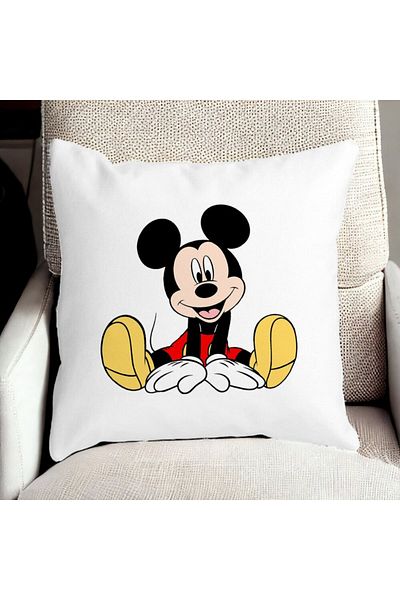 BEKZ Mickey Mouse Kids Square Pillowcase, 40x40 Cm, White, Matte
