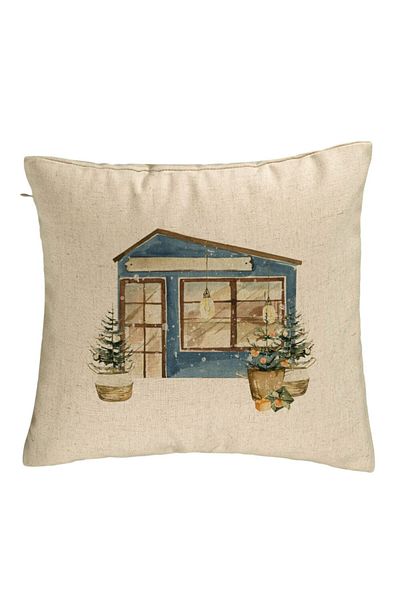 BEKZ Perna Decorativa cu tematica de Craciun, 2, 40x40 cm, Bej, Husa Detasabila, Burduf