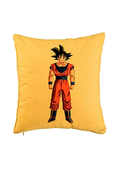 BEKZ Perna Decorativa cu Dragonball Goku, 40x40 cm, Galben, Husa Detasabila, ...