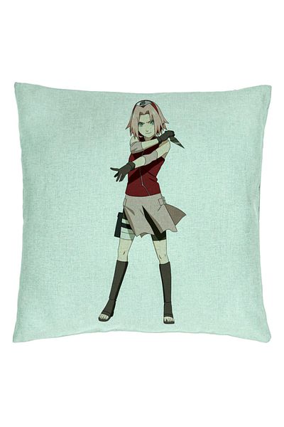 BEKZ Față de pernă cu Naruto Sakura, 40x40 cm, verde mentă