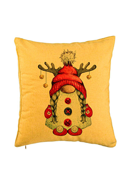 BEKZ Față de pernă cu tematică de Crăciun, Gnome 2, 40x40 cm, galbenă