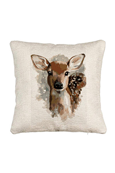 BEKZ Fata de perna Canapea, Model Caprioara, 40x40 cm, Cu fermoar