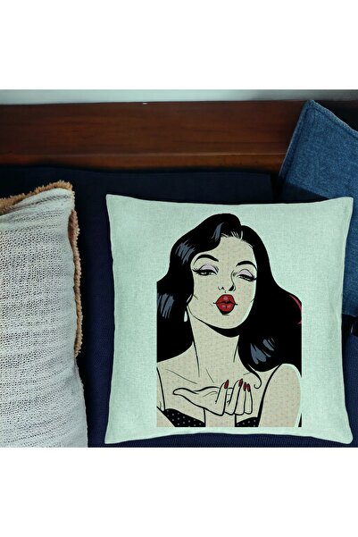 BEKZ Pillowcase, Vintage Pop Art Pattern, 40x40 Cm, Mint Green