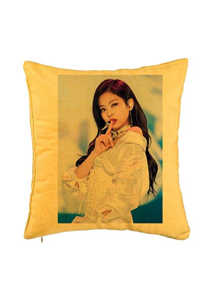 BEKZ Perna Decorativa BlackPink Jennie 2, 40x40 cm, Galben, Husa Detasabila, ...