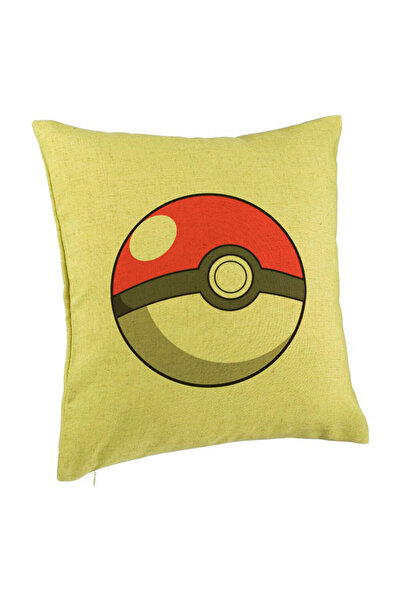 BEKZ Perna Decorativa, Model copii Pokeball, 40x40 cm, Verde, Husa Detasabila, Burduf