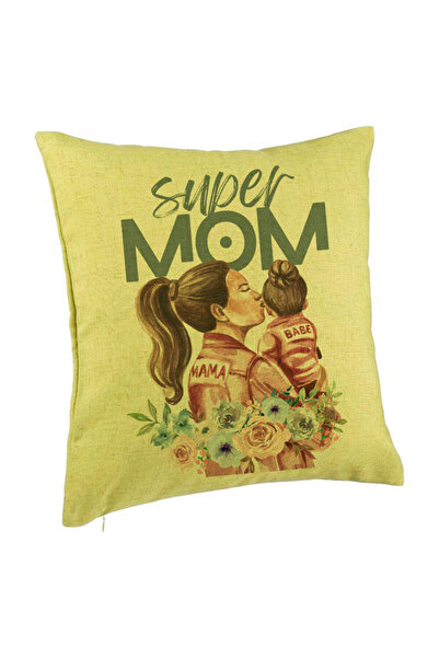 BEKZ Perna Decorativa, Model Super MOM Babe, 40x40 cm, Verde, Husa Detasabila, Burduf