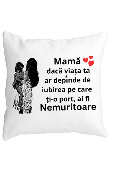 BEKZ Perna Decorativa pentru Mama 1,40x40 cm, Alba, Mata, Husa Detasabila, Burduf