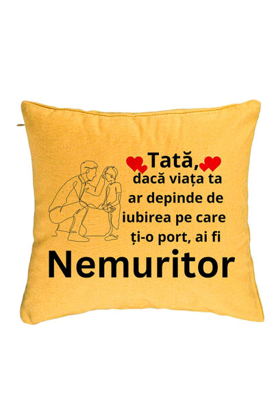 BEKZ Perna Decorativa, Model pentru Tata 4, 40x40 cm, Galben, Husa Detasabila...