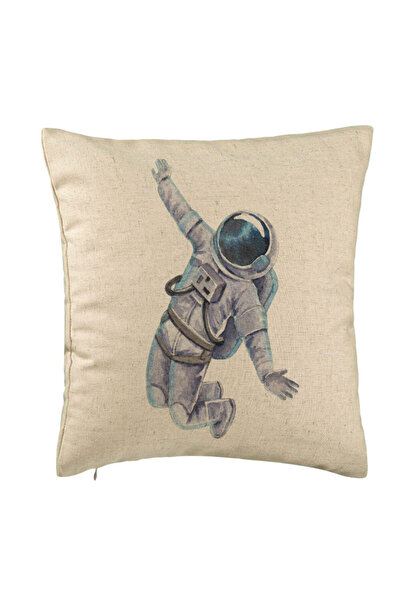 BEKZ Decorative Pillow, On the Moon Model, 40x40 cm, Beige, Removable Cover, ...