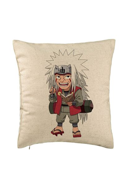 BEKZ Perna Decorativa cu Naruto Jiraiya, 40x40 cm, Bej, Husa Detasabila, Burduf