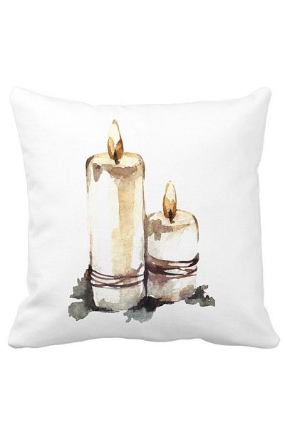 BEKZ Christmas Themed Pillowcase, Candles 1, 40x40 Cm, White, Matte