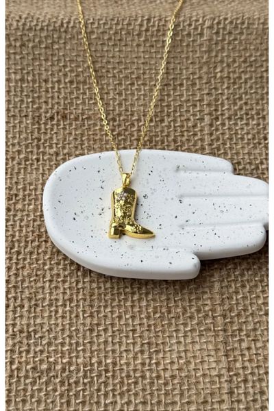 Ervalina Stylish Boot Figured Necklace – Gold Color, Trend Steel Model