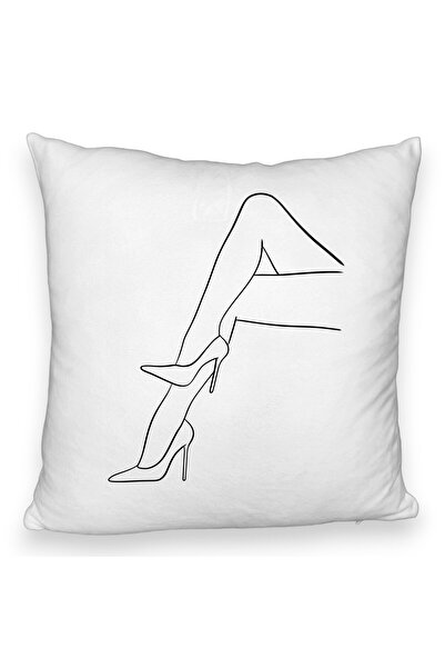 BEKZ Față de pernă pufoasă, model cu linii abstracte și picioare de femeie, 4...