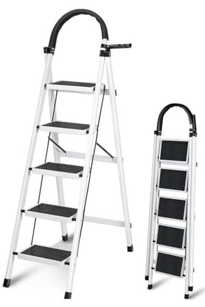 Generic Home Ladder Folding Step Stool with Anti-Slip Pedal, 500lbs Sturdy Steel, Multi Purpose Portable Lad