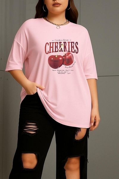 BENROMA In Cart 6 and Above Purchases Get 1 T-Shirt as a Gift - Large Size Cherries Cherry Printed Unisex T-Shirt