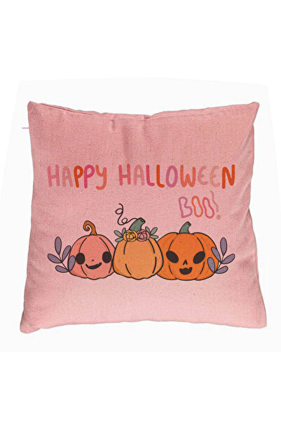 BEKZ Față de pernă cu dovleac și text de Halloween, multicoloră, 40x40 cm, roz,