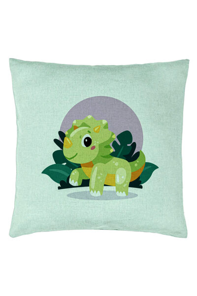 BEKZ Pernă decorativă, model dinozaur bebeluș verde mentă cu peisaj, 40x40 cm...