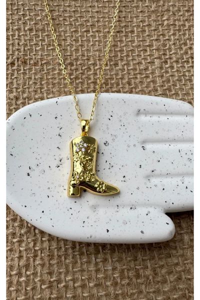 Ervalina Stylish Boot Figured Necklace – Gold Color, Trend Steel Model