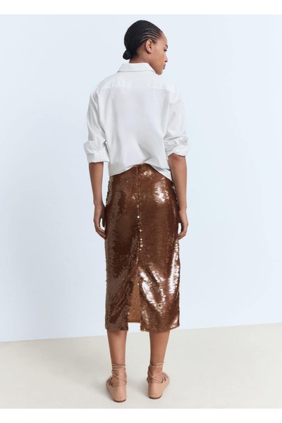 MANGO Woman Payetli midi etek