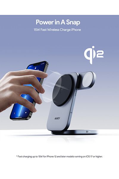 AUKEY MagFusion Z Qi2 3-in-1 Foldable Magnatic Fast Wireless Charging Station LC-MC312