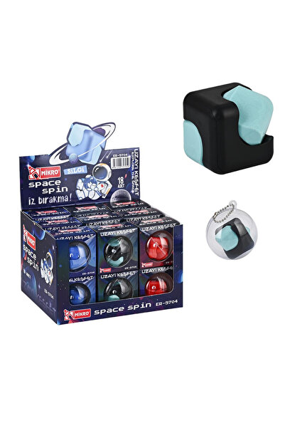 Polin Space Spin Rotary Cubic Eraser, Blue, Black and Red Color Options
