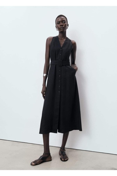 MANGO Woman Kemerli liyosel elbise