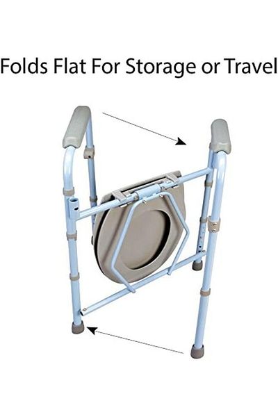 CAREX 3-in-1 Folding Bedside Commode and Raised Toilet Seat, Bedside Commodes for Seniors