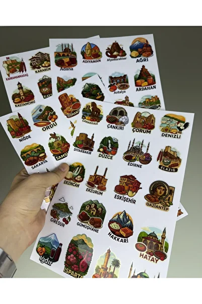 cakaybu 81 Provincial Themed Turkey Sticker Set (4 Sheets) – Travel, Agenda, Suitcase and Laptop Sticker