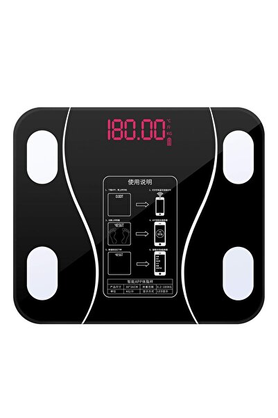 ORPİD ميزان ذكي لقياس نسبة الدهون في الجسم، متعدد الوظائف، مناسب للاستخدام المنزلي مع شاشة LED، لون أسود