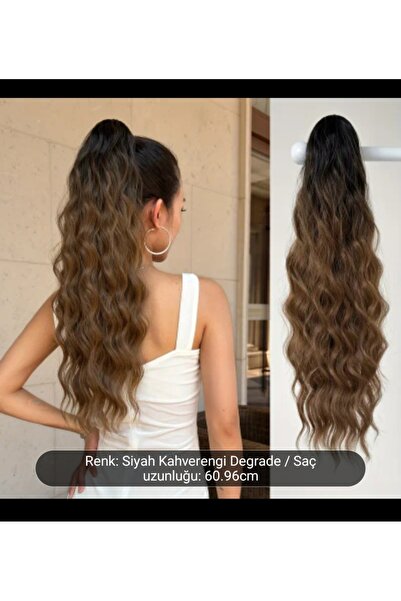 Handmade at kuyrugu saç uzun dalgalı fiber ısıya dayanıklı tak çık yeni nesil...