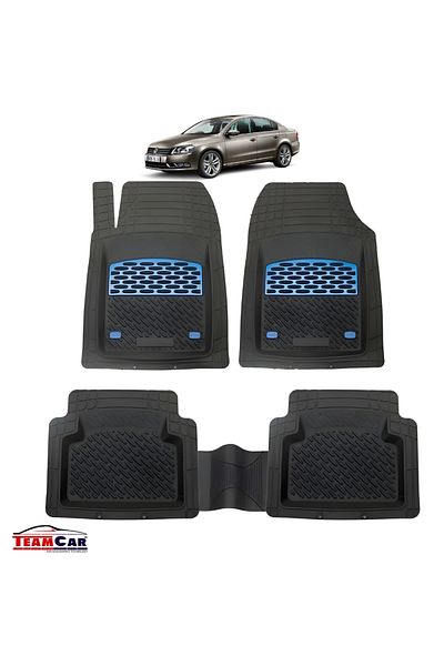 TEAMCAR Car Mats ® Tray Type Compatible Volkswagen Passat B7 Sedan (2010–2014) Blue