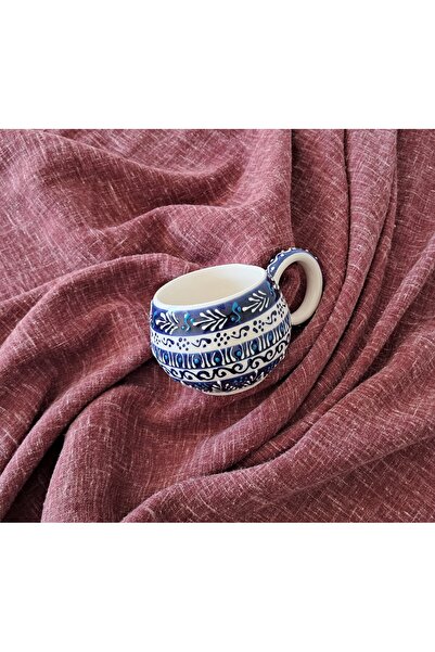 Artiser Klasik çini desenli seramik kupa, Seramik mug, El yapımı seramik kupa, Seramik kahve fincanı