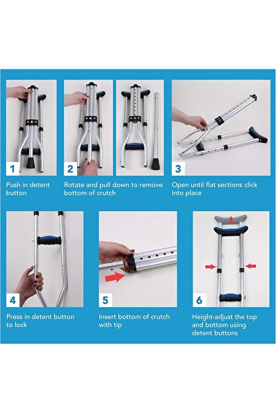 CAREX Universal Folding Aluminum Under Arm Crutches - Lightweight Crutches for Adults 4'11" to 6'4",