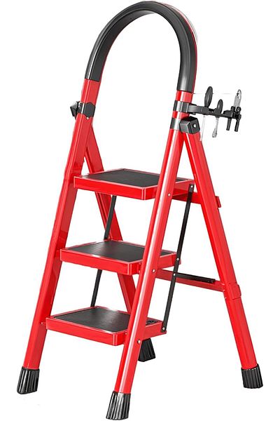 Generic Foldable Ladders,Step Ladder 3 Steps,Folding Step Stool with Wide Anti-Slip Pedal,for Kitchen, Home,