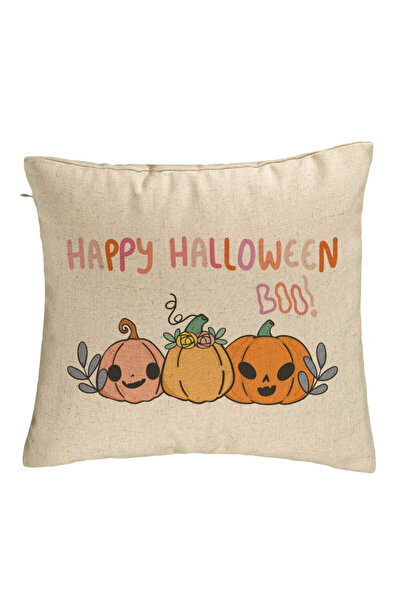 BEKZ Decorative Pillow with Pumpkin and Halloween Text, Multicolor, 40x40 cm,...