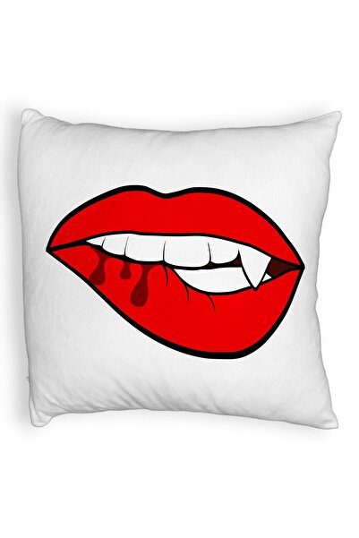 BEKZ Perna Decorativa Fluffy, Model Buze Femeie si Dinte de Vampir, 40x40 cm,...