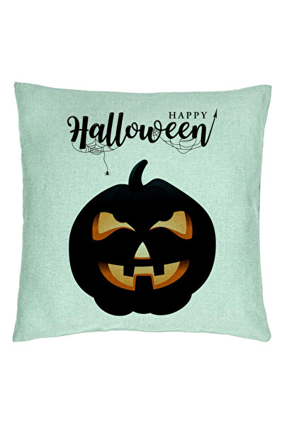 BEKZ Perna Decorativa cu motiv Dovleac de Halloween si Text, 40x40 cm, Verde ...