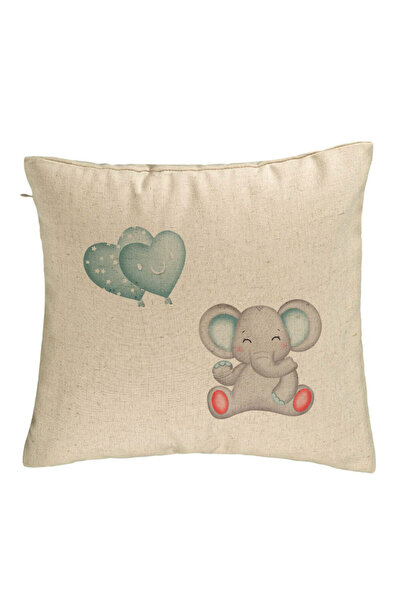BEKZ Față de pernă, model cu baloane în formă de elefant și inimă, 40x40 cm, ...