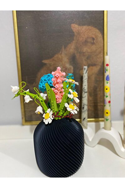 librescraft Vază decorativă neagră 3d (POATE FI CONTACTAT PENTRU CULOARE)