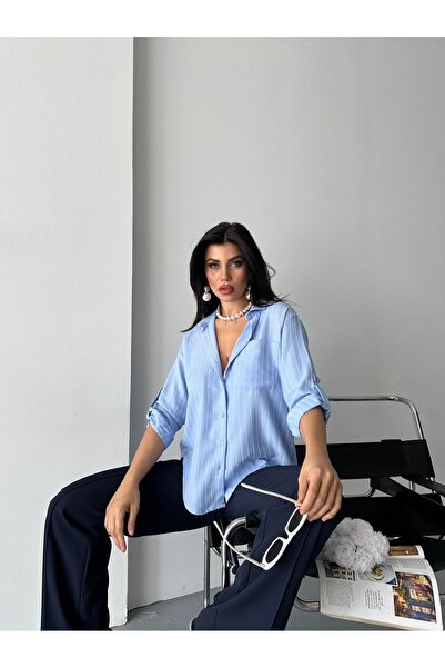 MYGİYİMİSTANBUL Cămașă cu mânecă lungă în dungi pentru femei